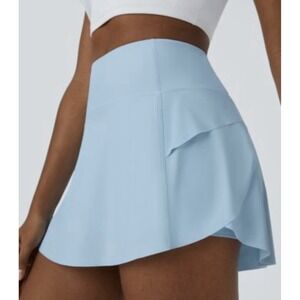 Halara Plain 2-in-1 Back Waistband Pocket Dance Skirt Baby Blue Size XL NEW